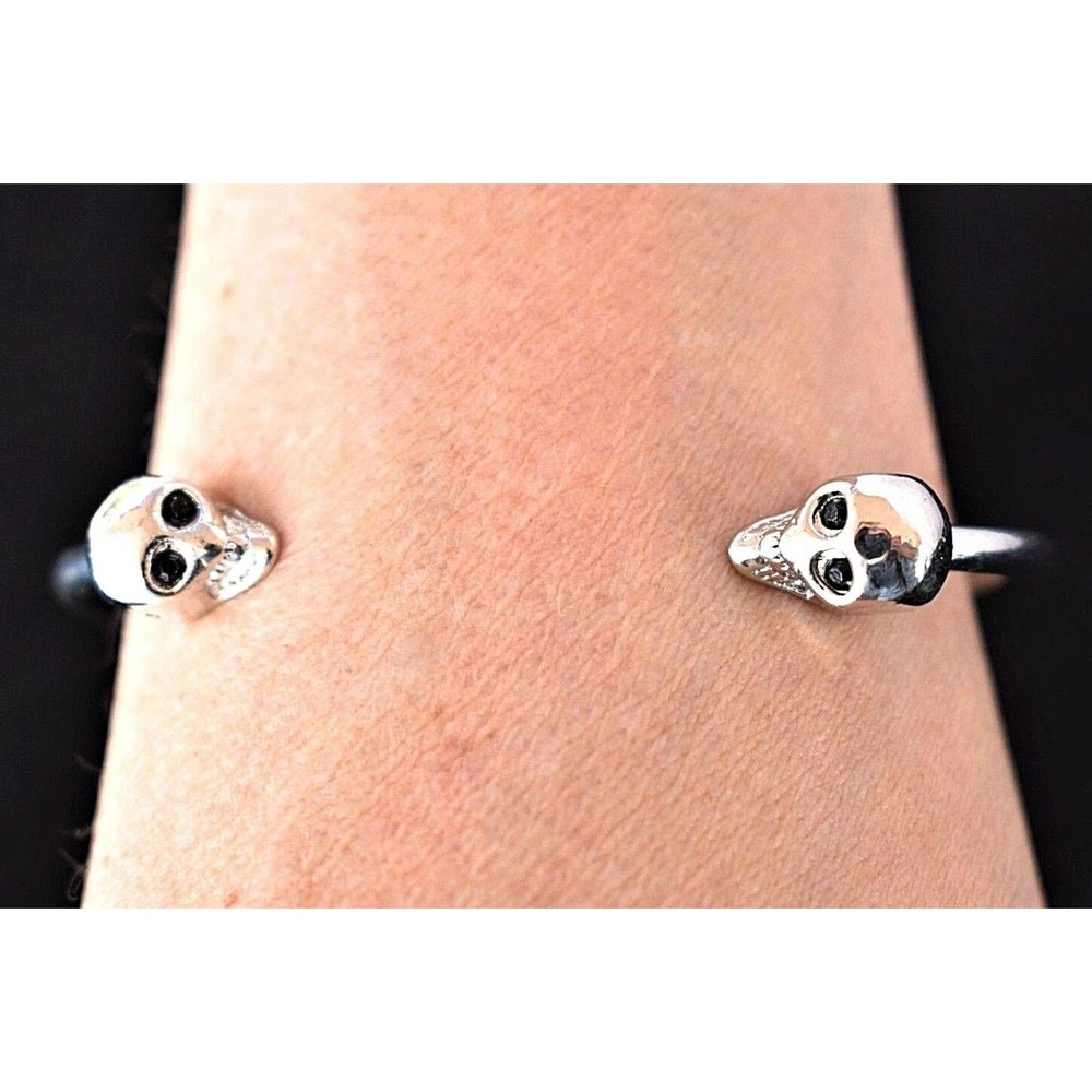 Skull Wire Wrap Bracelet Dia de la Muerta Halloween Biker Goth Costume Jewelry